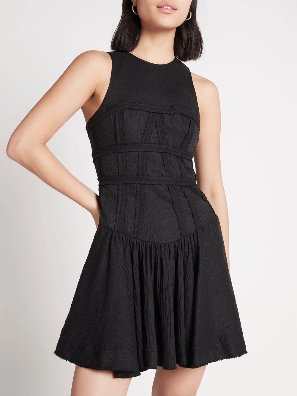 Aje Tidal Corset Mini Dress Black Fit Flare LBD Sz AU 4 US 0